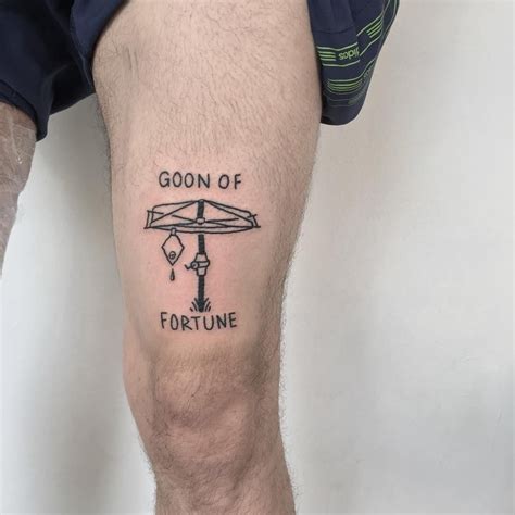 Goon of fortune tattoo by yeahdope inked on the left thigh | Tattoos, Thigh tattoo, Geometric tattoo