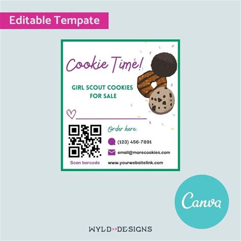 Girl Scouts Cookie Template Editable Girl Scout Cookie Cards Easy to ...