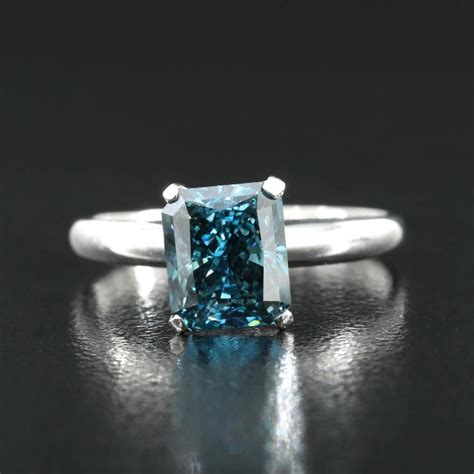 Platinum 2.00 CT Fancy Blue Diamond Solitaire Ring | EBTH