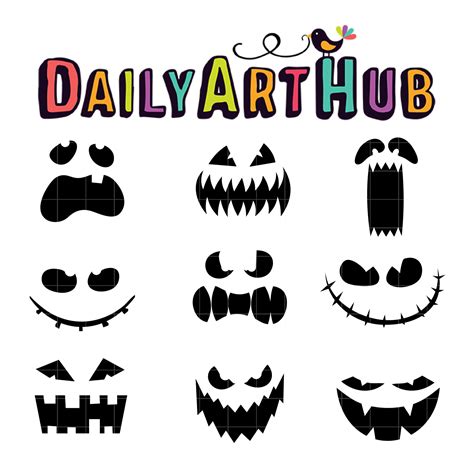 Scary Faces Clip Art Set – Daily Art Hub // Graphics, Alphabets & SVG