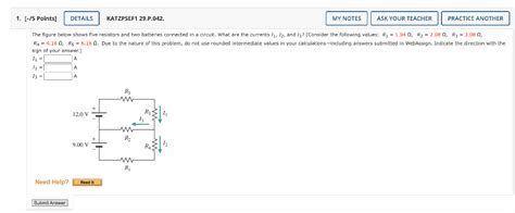 Solved The Figure Below Shows Five Resistors And Two Batt