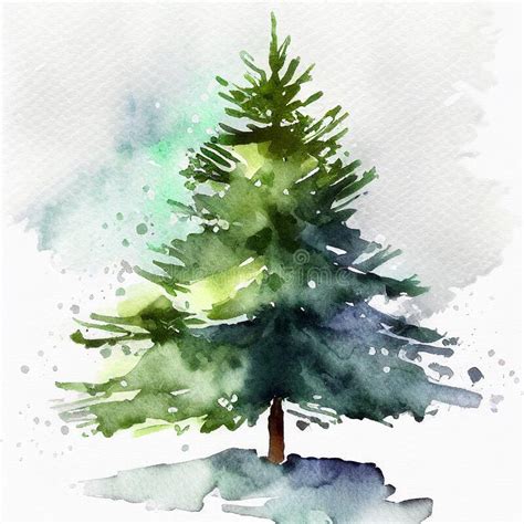 Christmas Tree Watercolor Painting Of A Christmas Tree Stock