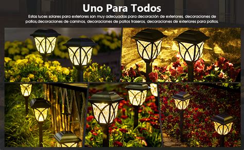 BYCRAY Juego de 6 luces solares para caminos de jardín Luces solares