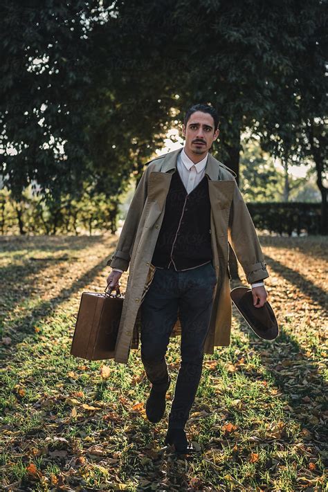 "Old Fashioned Man With Suitcase During Autumn" by Stocksy Contributor ...