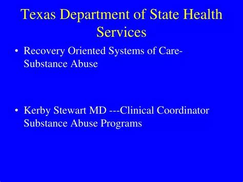 Ppt Texas Department Of State Health Services Powerpoint Presentation