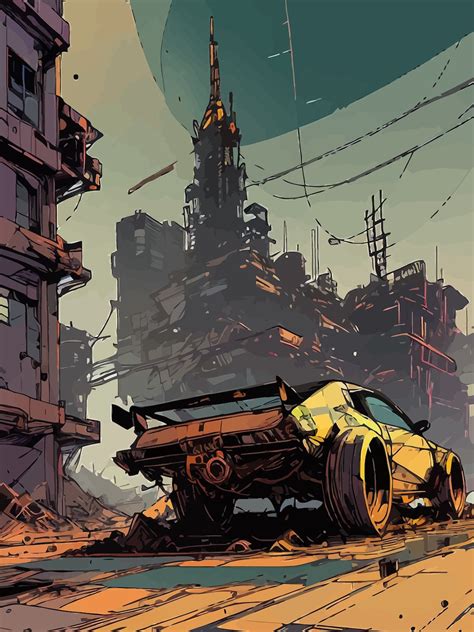 A Car in a Post Apocalyptic Wasteland, Digital Art Print, Wall Art, AI ...