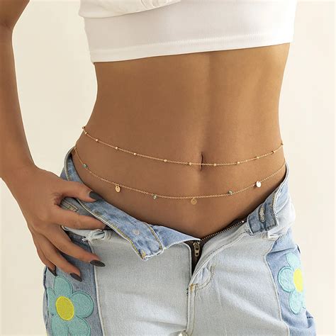 Shiny Sequin Plus Size Chain Waist Belt Bikini Waist Belt Belly Chain Body Jewelry Multilayer