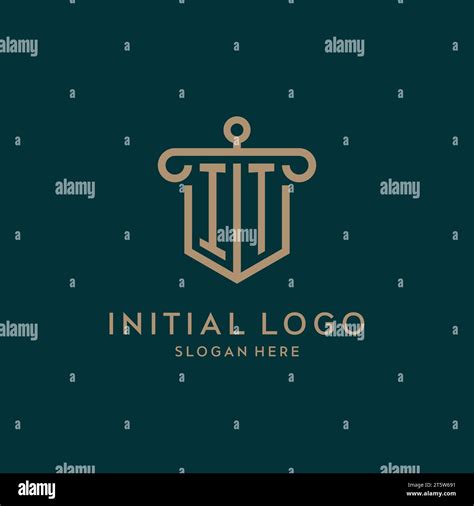 It Monogram Initial Logo Design With Shield And Pillar Shape Design