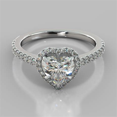 Lab Grown Diamond Heart Cut Halo Engagement Ring With Accents