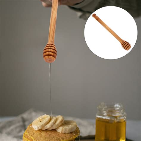 Masteelf Wooden Honey Dipper Stick Honey Syrup Dipper Stick Kitchen Honey Dipper for Honey Jar ...