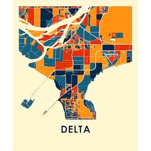 Delta British Columbia Map Print Full Color Map Poster - Etsy