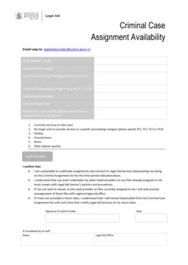 Fillable Online Justice Govt Criminal Case Assignment Availability Form