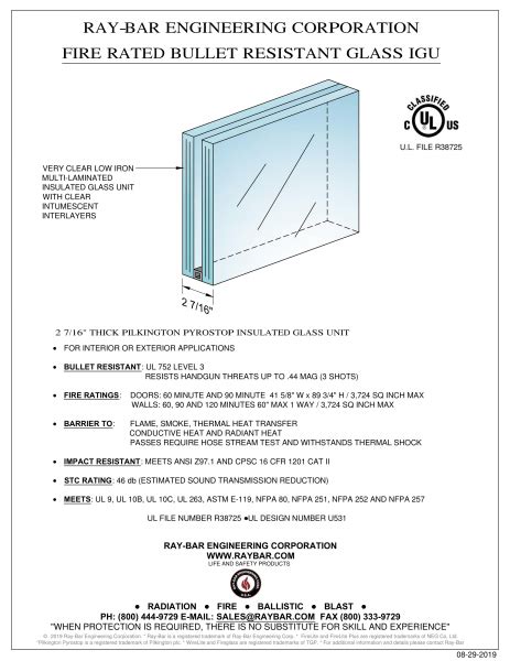 Ballistic Glass Bullet Resistant Glass Fire Rated Pyrostop