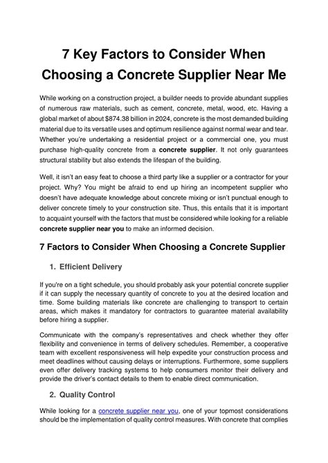 Ppt 7 Key Factors To Consider When Choosing A Concrete Supplier Near