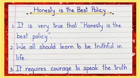 Lines Essay On Honesty Is The Best Policy Honesty Is The Best