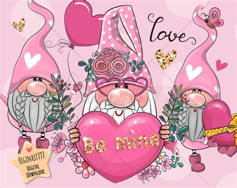 Valentine Gnome Png Digital Download Cute Gnome Clipart Etsy