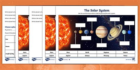 Planets Of The Solar System Differentiated Worksheets