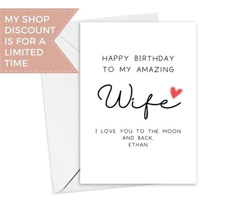 Personalized Happy Birthday Wife Card Custom Birthday For Etsy