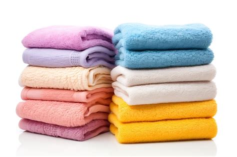 Premium Photo Stack Of Colorful Towels Isolated On White Background