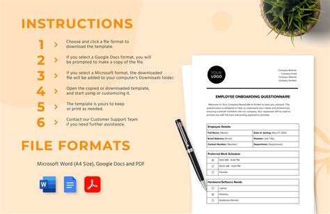 Employee Onboarding Questionnaire HR Template in Word, PDF, Google Docs ...