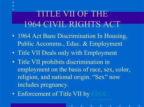 Ppt Title Vii Of The 1964 Civil Rights Act Powerpoint Presentation