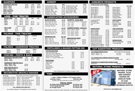 Price List Sapar Landscaping Supplies