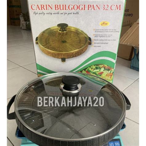 Alat Panggangan Bbq Carin Bulgogi Pan Coating Marbel Uk Cm Tutup