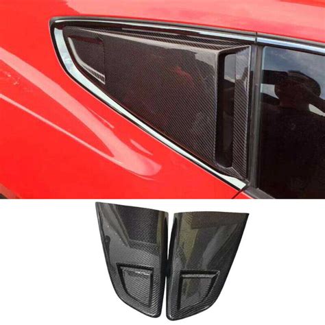 Dry Carbon Fiber Side Vent Window Scoop Louver Cover For Ford Mustang