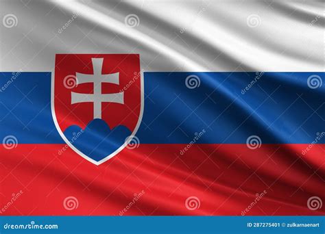 Slovakia Flag with Fabric Texture, Official Colors, 3D Illustration ...