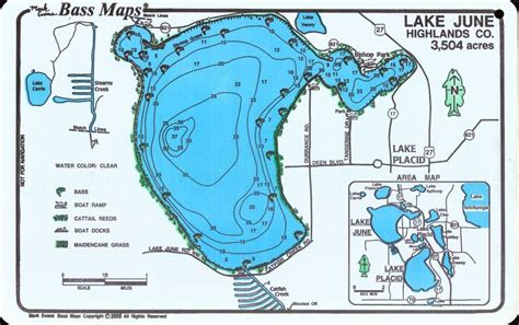 Lakes Placid / June Bass Map (2-Sided Map) - Mark Evans Maps - Lake Placid Florida Map ...