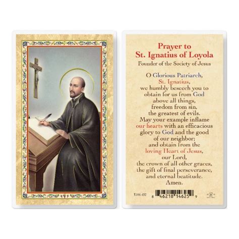 Bulk Prayer Cards St Ignatius Loyola Laminated Catholic