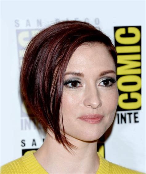 Chyler Leigh Short Straight Layered Dark Brunette Bob Haircut