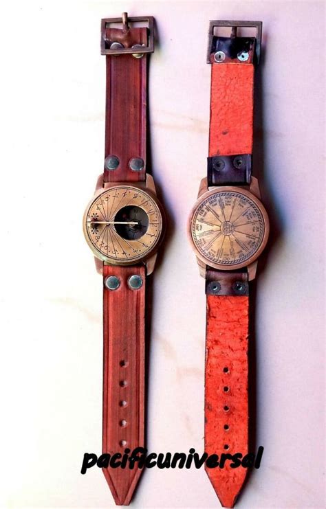 nautical sundial compass wrist  marine vintage antique brass