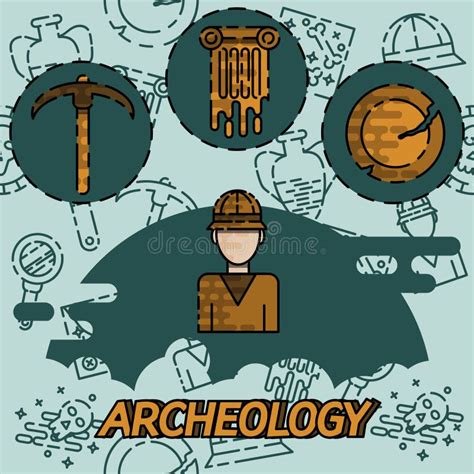 Iconos de la arqueología ilustración del vector Ilustración de hueso