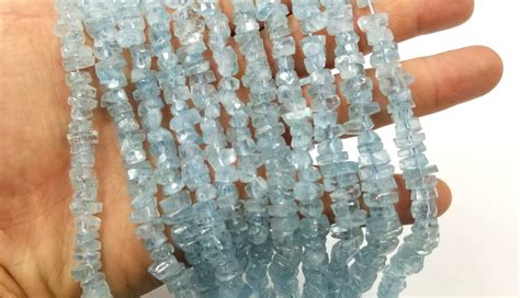 Aquamarine Beads Natural Gemstone Full Strand Faceted Natural Blue