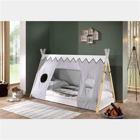 Letto Bambini Montessoriano 90x200 Pino Naturale E Bianco Laccato