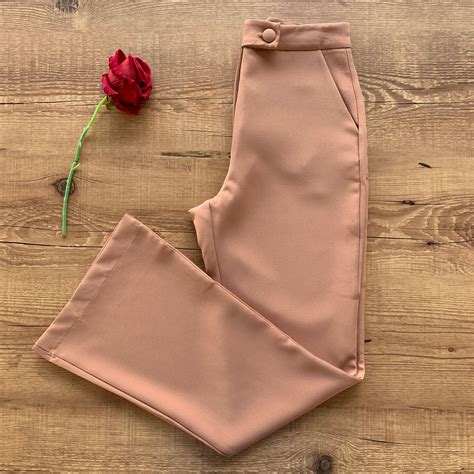 CALÇA ALFAIATARIA FLARE NUDE Dondoca Moda Feminina Dondoca Moda Feminina