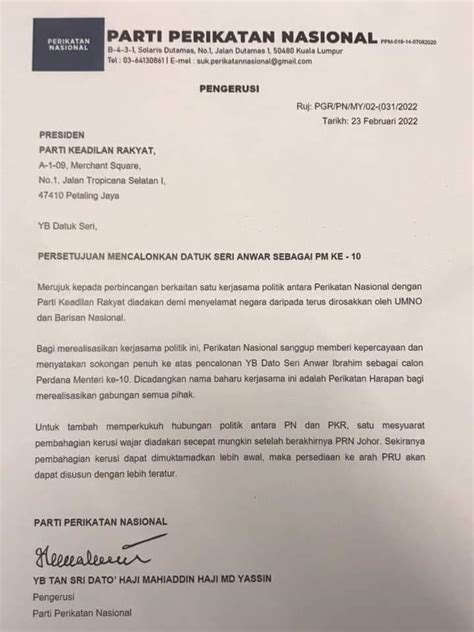 Contoh Surat Sokongan Kepada Perdana Menteri Bn Pilihan Ku ð ð ¨ð ¤ð