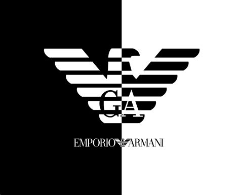 Emporio Armani Marca Ropa Símbolo Logo Con Nombre Negro Y Blanco Diseño