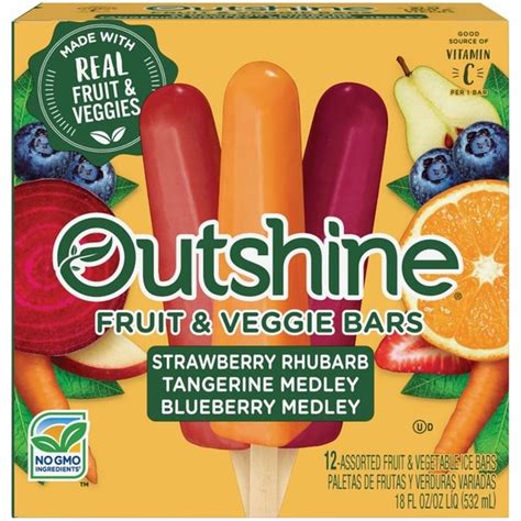 Outshine Fruit And Veggie Bars Strawberry Rhubarb Tangerine Medley