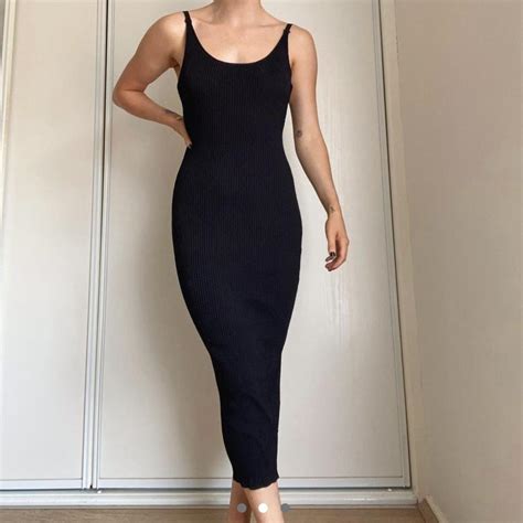 Glassons Black Knit Midi Dress Size S Repop Never Depop