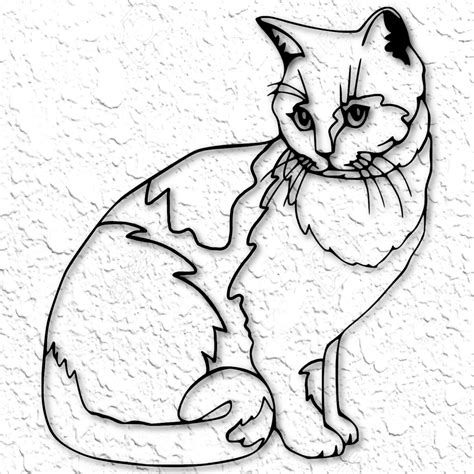 STL file realistic cat wall art realistic kitty sitting wall decor 2d