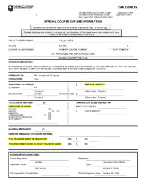 Fillable Online Fillable Online Pac Form Course Fax Email Print