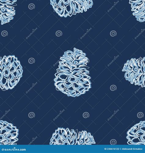 Seamless Background from Contour Drawings Abstract Decorative Fir Cones
