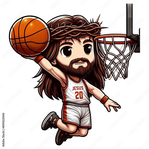 Jesus flight in basketball league dunk contest Stock Illustration ...