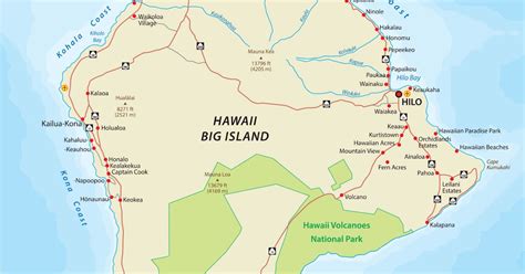 Big Island Hawaii Road Map Cities And Towns Map