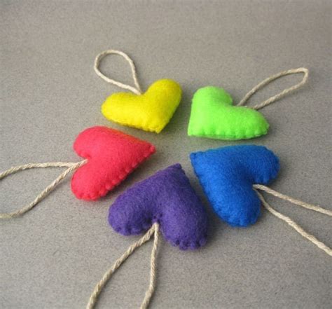 Felt Heart Ornaments Retro 80s Neon Colors Recycled Felt Set Etsy