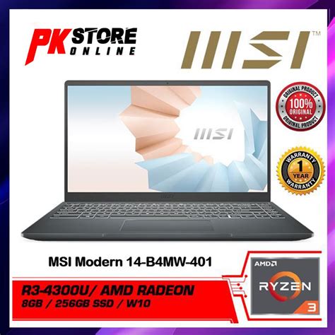 MSI MODERN 14 B4MW 401 14 FHD LAPTOP CARBON GRAY RYZEN 3 4300U 8GB