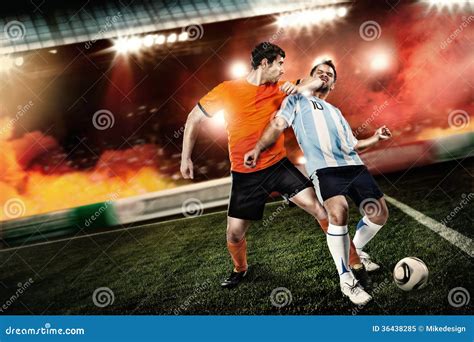 Soccer Player Kicked To The Face Other Player Stock Image Image Of