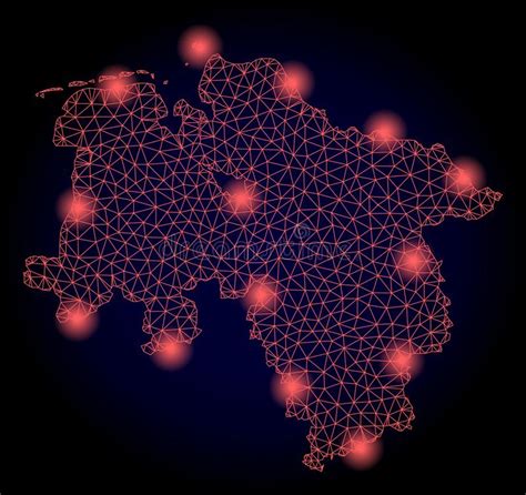 Marco Poligonal Mesh Map Del Alambre Del Estado De Baja Sajonia Con Los